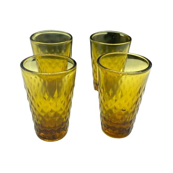 Vintage Mid=Century Amber Diamond cut Decanter and Glasses Dark Wood Caddy - Picture 8 of 8